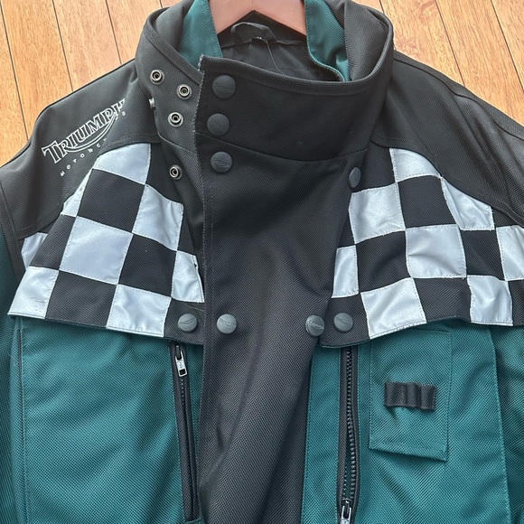 Triumph Motorcycle Jacket – Size Large – Reflective Checkerboard Design - Picture 3 of 12